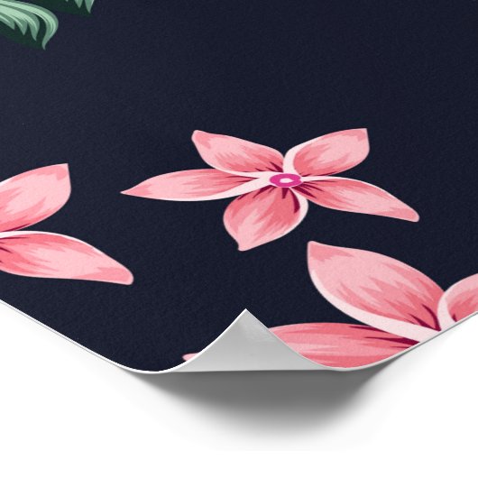 青々とした葉と流れのあるシームレスな熱帯パターン ポスター (角)