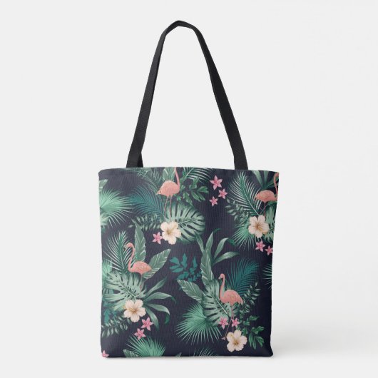 青々とした葉、流れを持つシームレスな熱帯模様 トートバッグ (裏面)