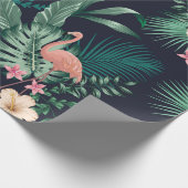  青々とした葉、流れを持つシームレスな熱帯模様 ラッピングペーパー (角)