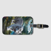 青々威厳のあるとしたジャングルにホワイトタイガー ラゲッジタグ (正面横)