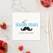 青ああ小さな男の口ひげカスタム赤ちゃんシャワー スタンダードカクテルナプキン (インサイチュ)