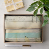 青あじさいアンティーク原稿エフェメラ 薄葉紙 (ギフト)