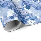 青あじさいエレガント花の柄 ラッピングペーパー (ロールコーナー)