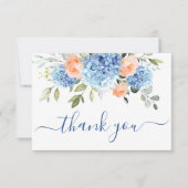 青あじさいエレガント赤面ピンクローゼフラワーズ サンキューカード (正面)