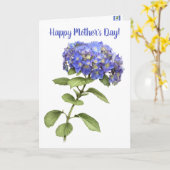 青あじさいパーソナライズされたお母さんの日 カード (黄色い花)