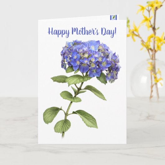 青あじさいパーソナライズされたお母さんの日 カード (黄色い花)