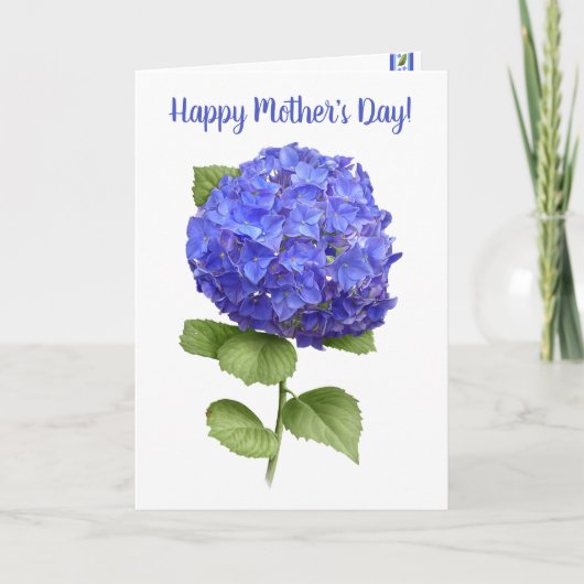 青あじさいパーソナライズされたフローラ母の日 カード (正面)