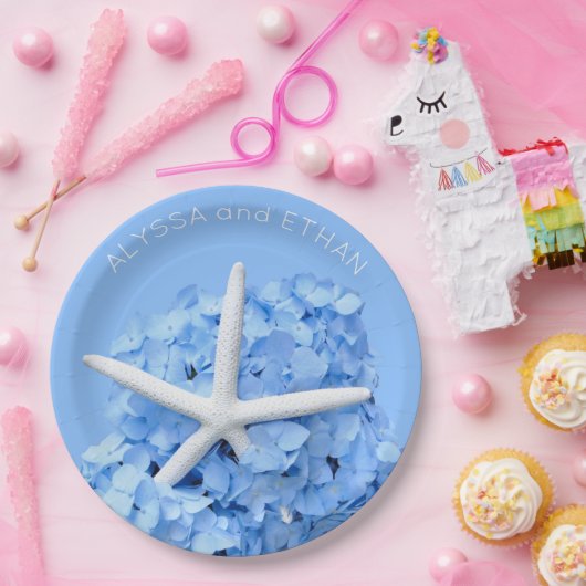 青あじさいヒトデのシャワー ペーパープレート (パーティー)