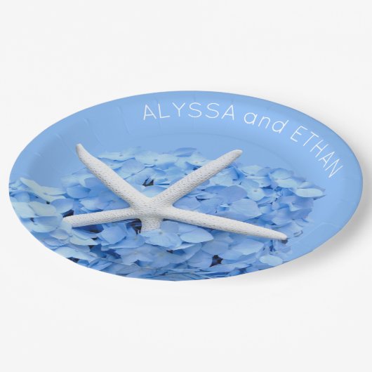 青あじさいヒトデのシャワー ペーパープレート (アングル)