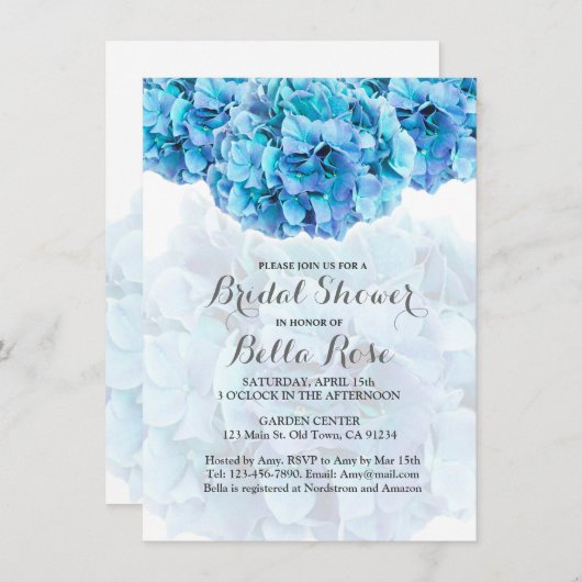 青あじさいフローラブライダルシャワー招待状 招待状 (正面/裏面)