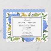 青あじさいモダン芸術的フローラ結婚ズ 招待状 (正面/裏面)