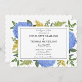 青あじさいモダン芸術的フローラ結婚ズ 招待状 (正面/裏面)