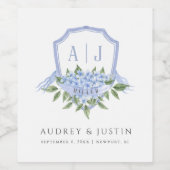 青あじさいモノグラムカスタマイズクレ結婚スト ワインラベル (シングルラベル)