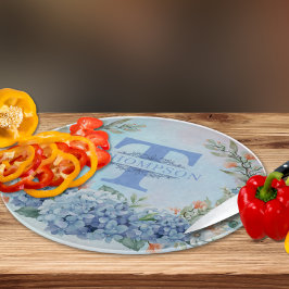 青あじさいモノグラムラウンドカットボード カッティングボード