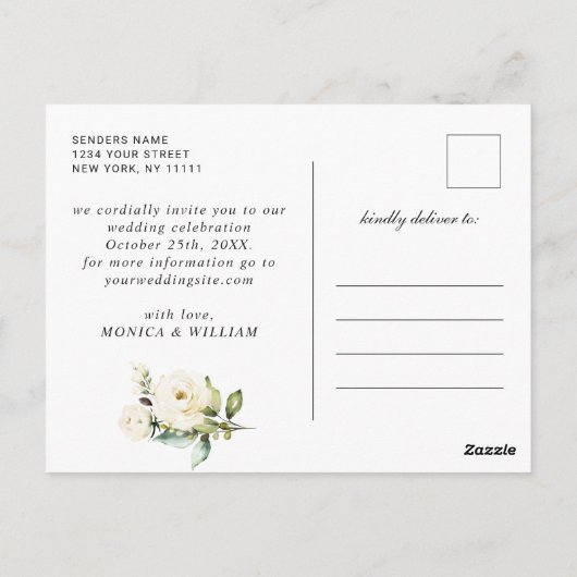 青あじさいランタンウェディング日付を保存 ポストカード (裏面)