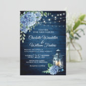 青あじさいランタンネイビーウッド結婚ズ 招待状 (スタンド正面)