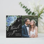 青あじさいランタンブラックボホ写真結婚ズ サンキューカード (スタンド正面)