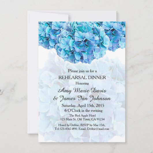 青あじさいリハーサル夕食招待状あじさい3 招待状 (正面)