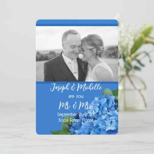 青あじさい写真結婚の発表 招待状 (スタンド正面)