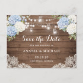 青あじさい木の文字列のライト日付を保存 案内ポストカード (正面)