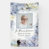 青あじさい水の色のお祝いの生活 横断幕 (縦)