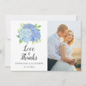 青あじさい水の色のフローラ結婚の写真 サンキューカード (正面)