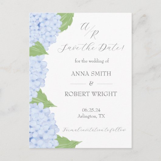 青あじさい水の色結婚とQRコード 案内ポストカード (正面)