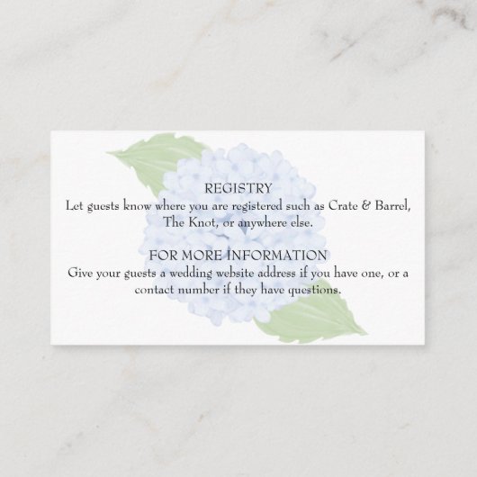 青あじさい水の色結婚の詳細 エンクロージャーカード (裏面)