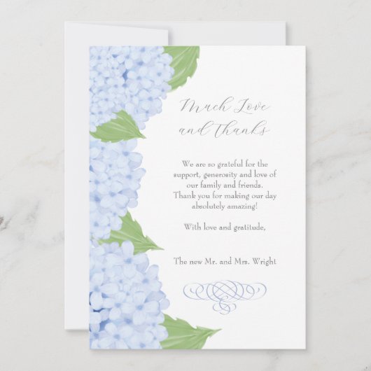 青あじさい水の色結婚の サンキューカード (正面)