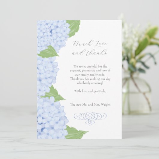 青あじさい水の色結婚の サンキューカード (スタンド正面)