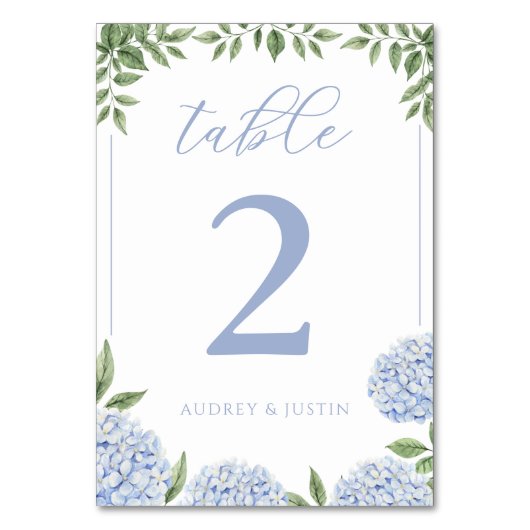 青あじさい水カラーフローラ パーソナライズされた テーブルナンバー (正面)
