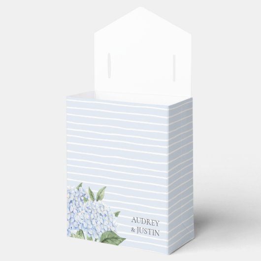 青あじさい水彩クレストと花のカスタム フェイバーボックス (オープン)