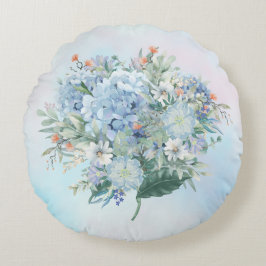 青あじさい水彩丸まくら ラウンドクッション