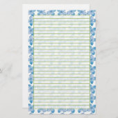 青あじさい水彩花が並ぶ 便箋 (正面/裏面)