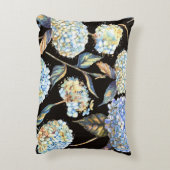 青あじさい水彩:ダークシームレスパターン アクセントクッション (裏面(縦))