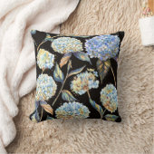 青あじさい水彩:ダークシームレスパターン クッション (ブランケット)