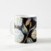 青あじさい水彩：ダークシームレスパターン コーヒーマグカップ (正面左)