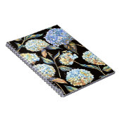 青あじさい水彩：ダークシームレスパターン ノートブック (右側)