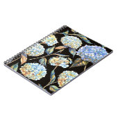 青あじさい水彩：ダークシームレスパターン ノートブック (左側)