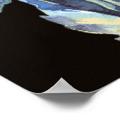 青あじさい水彩:ダークシームレスパターン ポスター (角)