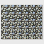 青あじさい水彩:ダークシームレスパターン ラッピングペーパー (フラット)