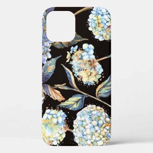 青あじさい水彩:ダークシームレスパターン Case-Mate iPhoneケース (裏面)