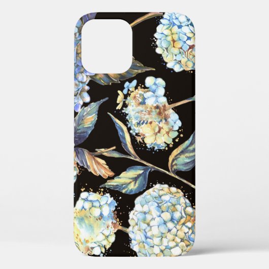 青あじさい水彩:ダークシームレスパターン Case-Mate iPhoneケース (裏面)