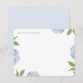 青あじさい水色の花カスタム咲きフラット ノートカード (正面/裏面)