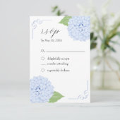 青あじさい水色結婚の応答カード 出欠カード (スタンド正面)