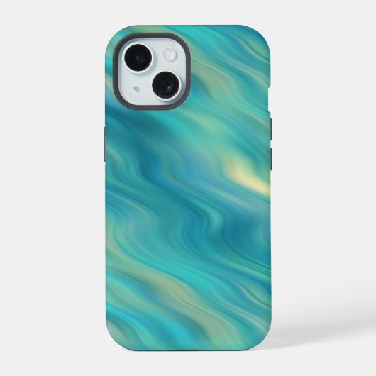 青あじさい波状テクスチャ iPhone 15ケース (裏面)