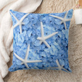 青あじさい白ヒトデ海岸枕 クッション (ブランケット)