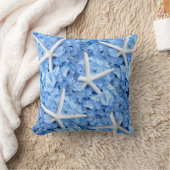 青あじさい白ヒトデ海岸枕 クッション (ブランケット)