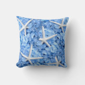 青あじさい白ヒトデ海岸枕 クッション (正面)