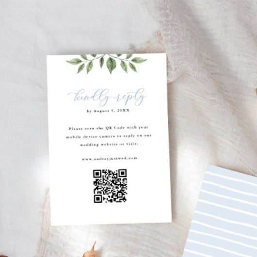 青あじさい緑QRコード返信（縦） 出欠カード